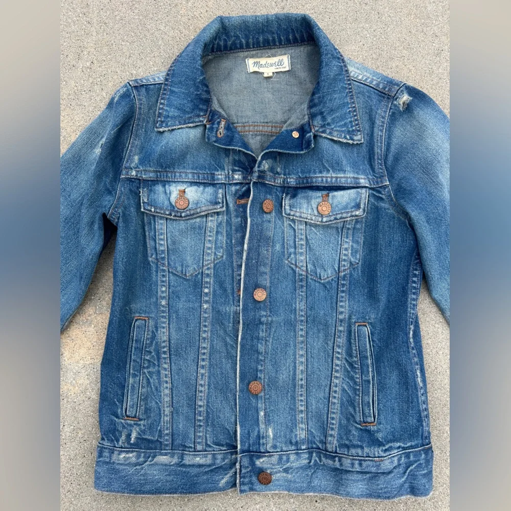 Madewell The Jean Jacket in Pinter Wash Distressed Women Size Small 100% Cotton - Picture 5 of 15